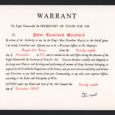 Peter Woodard&#039;s warrant